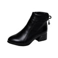 thumbnail image 3 of Zynoxe Boots for Women Soft Pu Leather Boots With Side Zipper Women Elegant Round Toe Ankle Boots Comfy Versatile Low Block Heel Dress Short Boots for Daily Black 5.5, 3 of 9