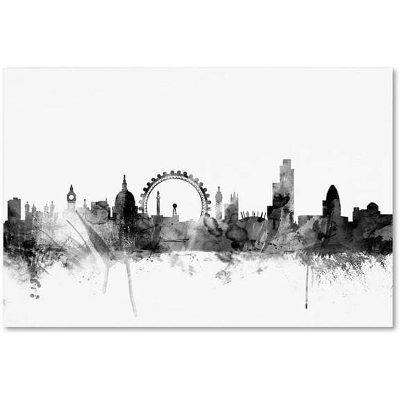 Trademark Fine Art "London England Skyline B&W 2" Canvas Art by Michael Tompsett