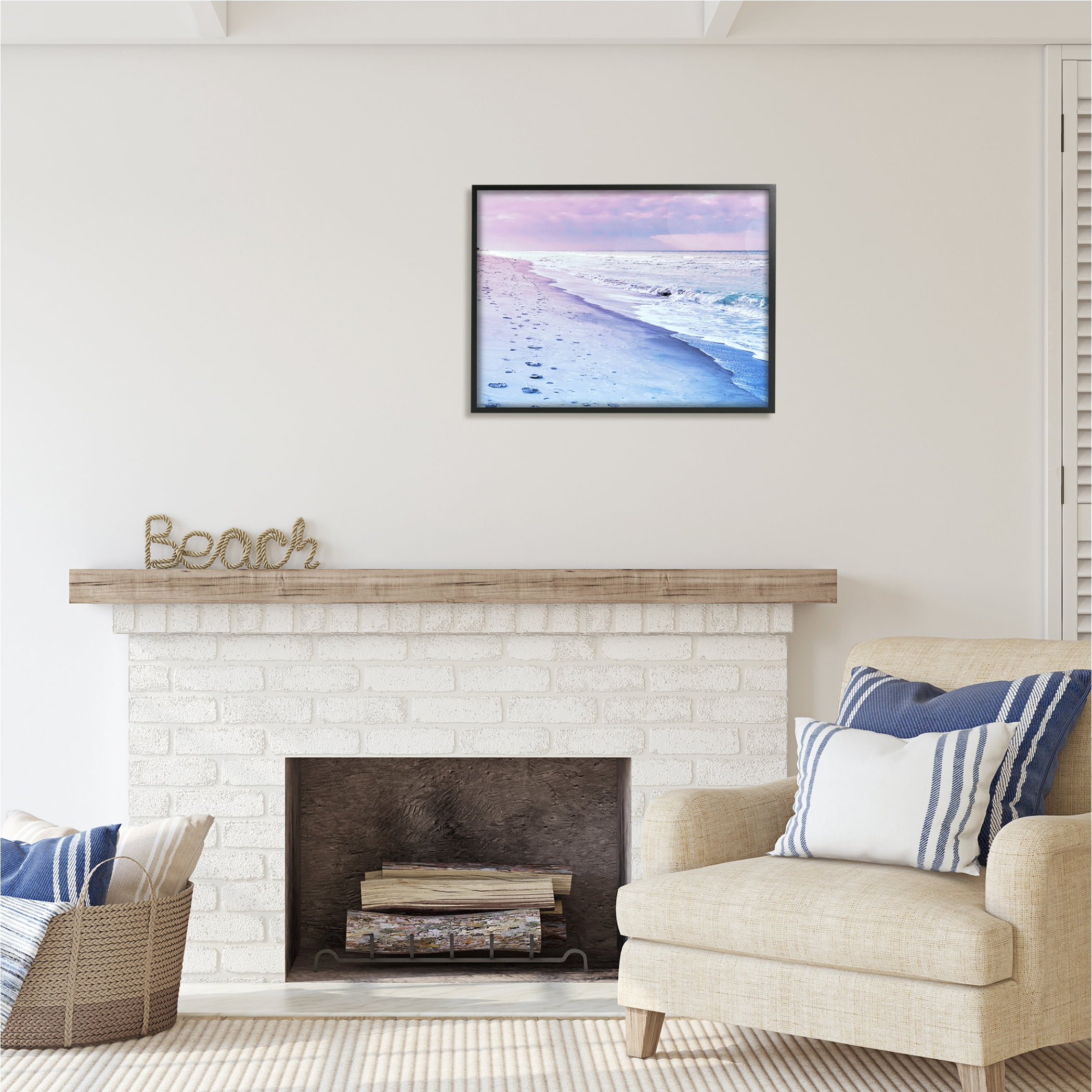Stupell Industries Dawn Break Shoreline Nature Photography Black Framed Art Print Wall Art, 30 x 24