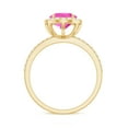 thumbnail image 2 of Oval Cut Lab Created Pink Sapphire Ring with Diamond Halo for Women - AAAA Grade, 18K Yellow Gold, US 7.00, 2 of 9
