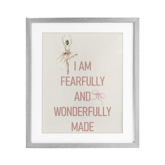 Stupell Industries Eclectic Wonderfully Made Ballerina Gray Framed Print Under Glass, 13 x 16, by Kim Allen