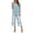 Sky Blue, variant on 2 Piece Women's Outfit Sets Crew Neck Short Sleeve Double Layer Hem Top Leaf Print Wide Leg Cropped Pants