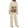 thumbnail image 4 of Garronmavis Christmas Highland Cow 2 Piece Pajama Set for Women Button Down Long Sleeve Winter Sleepwear Soft Comfy Loungewear Night Shirt and Pants Set, 4 of 7