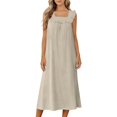 thumbnail image 2 of Jamicy Nightgowns for Women Square Neckline Long Sleeveless Solid Color Dress Night Gown Victorian Sleep Dress Soft Night Dress Ladies Sleepwear, 2 of 9