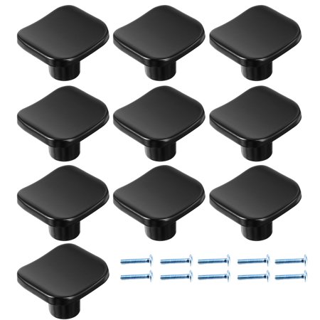 - Zinc Alloy Cabinet Drawer Pull Handle Knobs Flat Black 10pcs