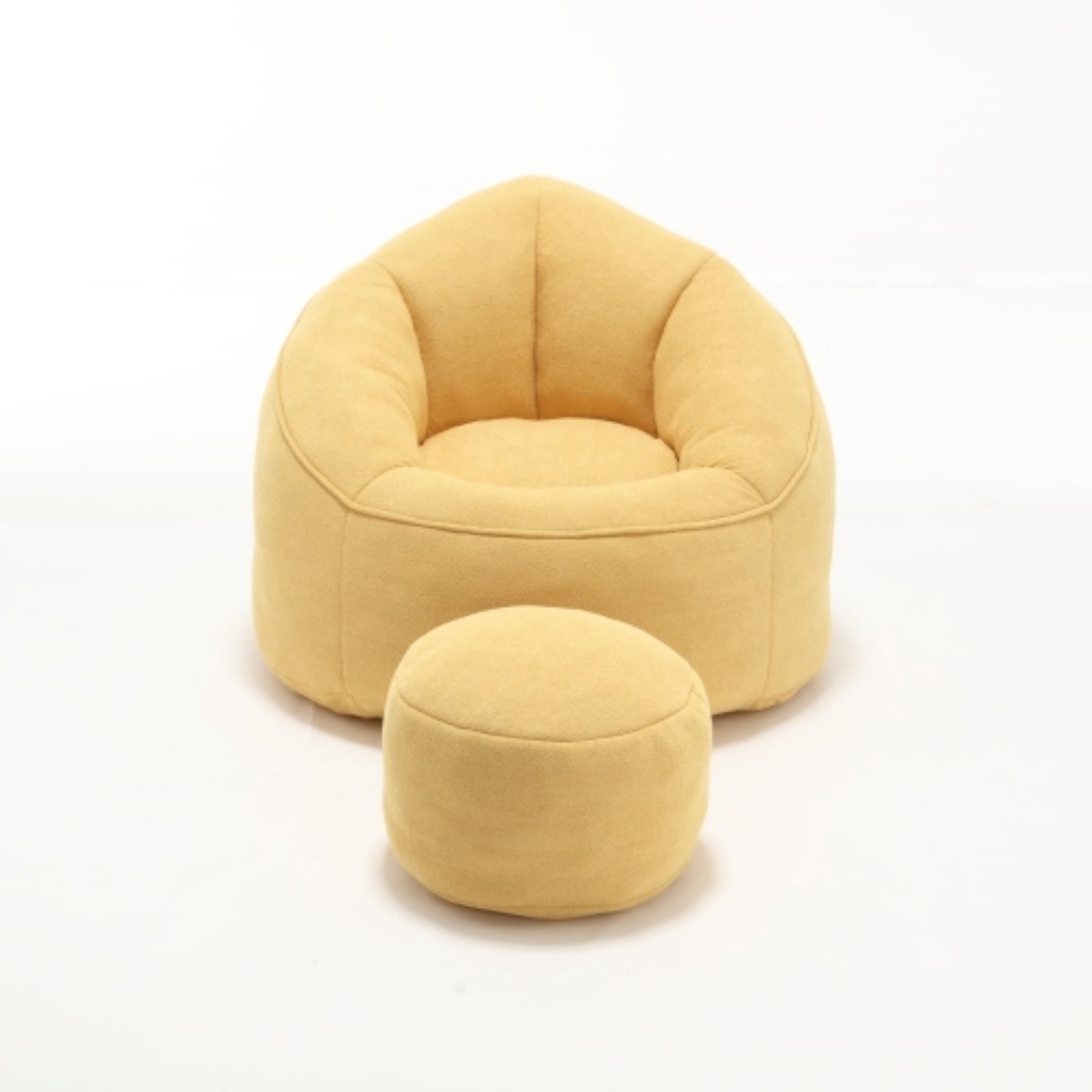 Bean Bag Sofa Chair with Footrest, High Density Foam Bean Bag Chair for Adults, Comfy Lazy Lounge Chair for Bedroom Living Room, Yellow