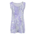 thumbnail image 6 of Plus Size Tank Tops for Women Sleeveless Round-neck Plus Summer Casual Printed Loose Camisoles Tank Purple XXL, 6 of 6