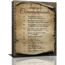 The Ten Commandments Wall Art 10 Commandments Bible Verse Christian Scripture Pictures Wall Decor Religion Canvas Painting Prints Artwork Framed for Church Living Room Bedroom Office 12"x16"