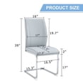 thumbnail image 2 of Juego de dos sillas modernas con arco: asiento de cuero sintético de alta resistencia y patas de metal con arco plateado (gris), 2 of 5