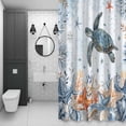 thumbnail image 4 of Oceans Bathroom Shower Curtain, Coastal Orange Blue Sea Turtles Starfish Coral Gradient Waterproof Washable Soft Bath Curtain for Bathtub Decor with 12 Hooks&Grommet, 48x72 Inch, 4 of 9