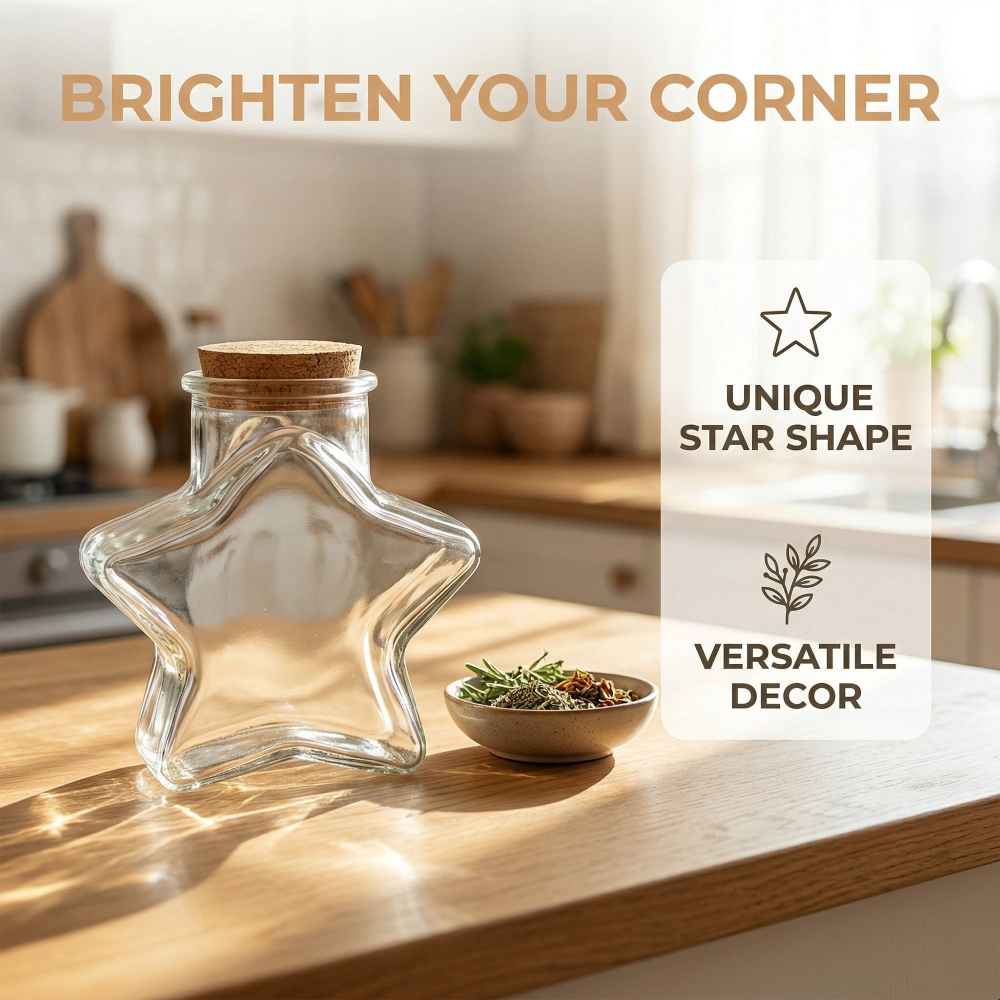 Unique Bargains 2pcs Vintage Glass Jars Storage Bottles Star Shaped 4.3"L x 2.4"W x 4.3"H