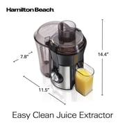 Hamilton Beach Easy Clean Juicer Machine for Fruits and Vegetables with Easy Sweep Cleaning Tool & Extra Large Chute, Extractor de Jugos, Black & Stainless