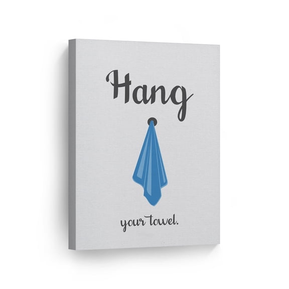 Smile Art Design Hang your Towel Bathroom Decor CANVAS PRINT Funny Bathroom Sign Bathroo Wall Decor Kids Wall Art Home Decoration Ready to Hang Made in USA- 36x24