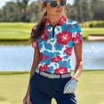 thumbnail image 2 of Garronmavis Women's Golf Short Sleeve Size S Zip Up Tennis Collared Athletic Shirts Athletic Casual Work Shirts Tops Womens Hawaiian Golf Shirt, Hawaiian Flowers, 2 of 7