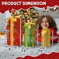 thumbnail image 3 of Tcbosik Set of 3 Tall Rectangular Christmas Lighted Gift Boxes - 90 Warm LEDs Lighted Christmas Box - Light Up Xmas Tree Skirt Ornament Outdoor/Indoor Vertical Yard & Porch Decor (Red/Green/Gold), 3 of 9