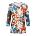 thumbnail image 4 of WEIWEN 3/4 Length Sleeve Womens Tops 2026 Trendy Round Neck T Shirts for Women Casual Three Quarter Sleeve Spring Tees Fashion Tshirts Orange, M, 4 of 5