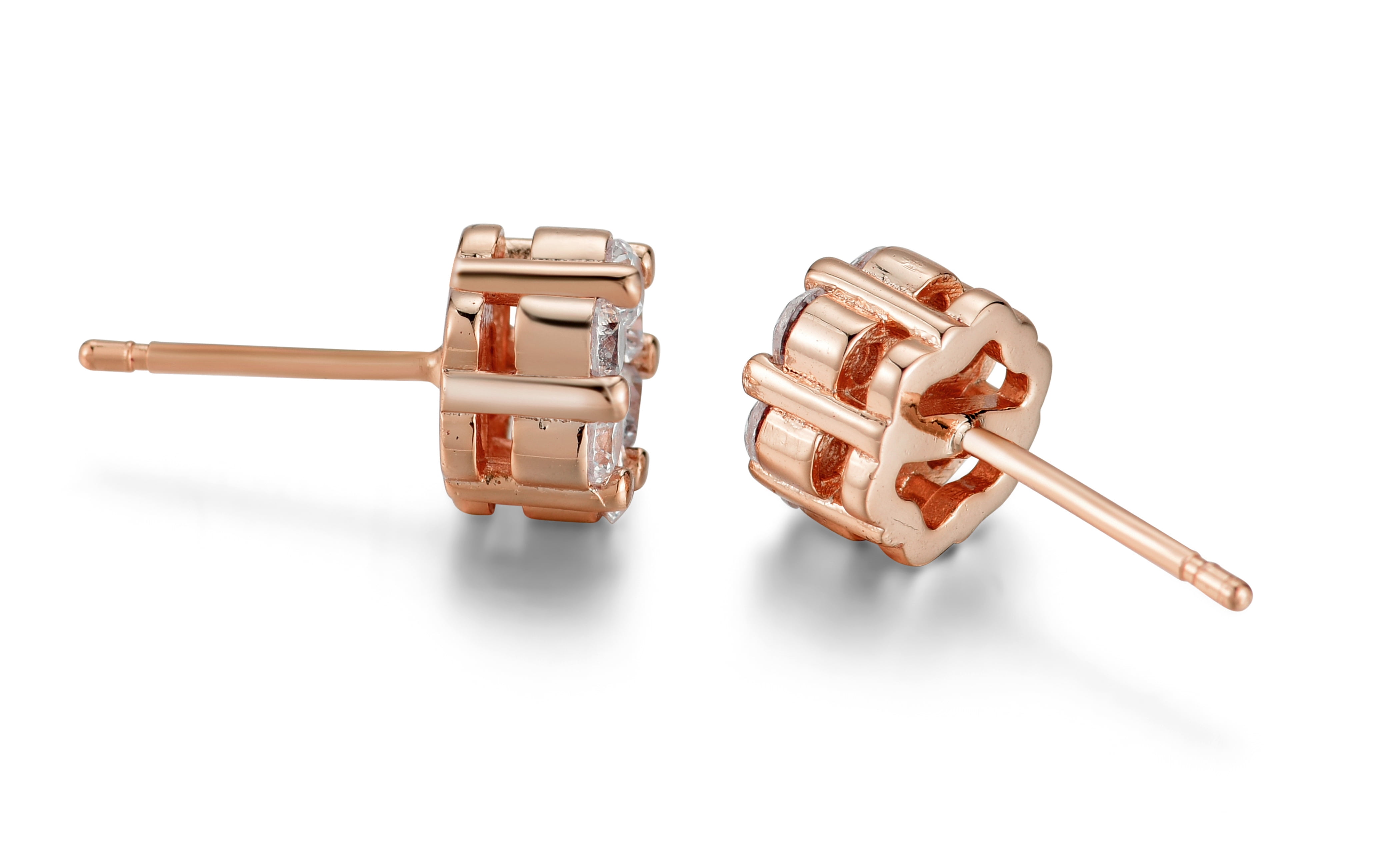Cate & Chloe Nova 18k Rose Gold Plated Cluster Stud Earrings with Simulated Diamonds Crystals for Women