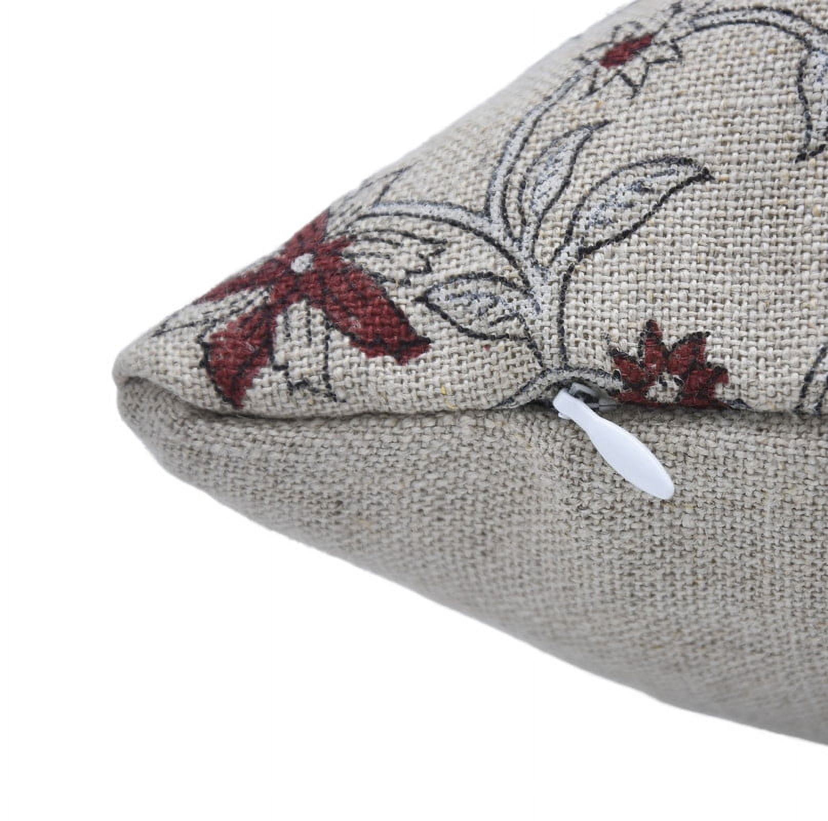 Fabdivine Block Print Throw Pillow Cover, 22x22 InchThick Linen Decorative Cushion Cover, Floral Print Boho Design Maroon Pillow Cover for Sofa and Couch