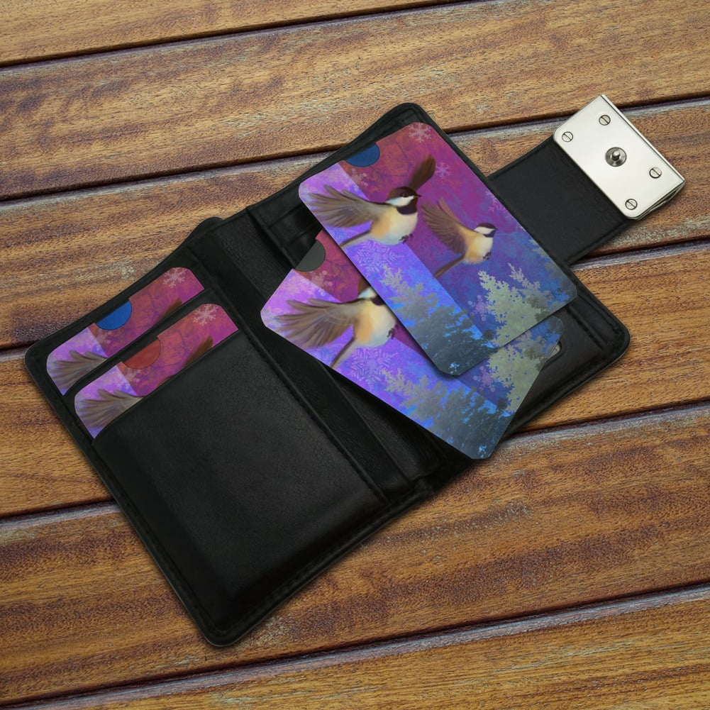 Christmas Holiday Chickadees Birds Credit Card RFID Blocker Holder Protector Wallet Purse Sleeves Set of 4