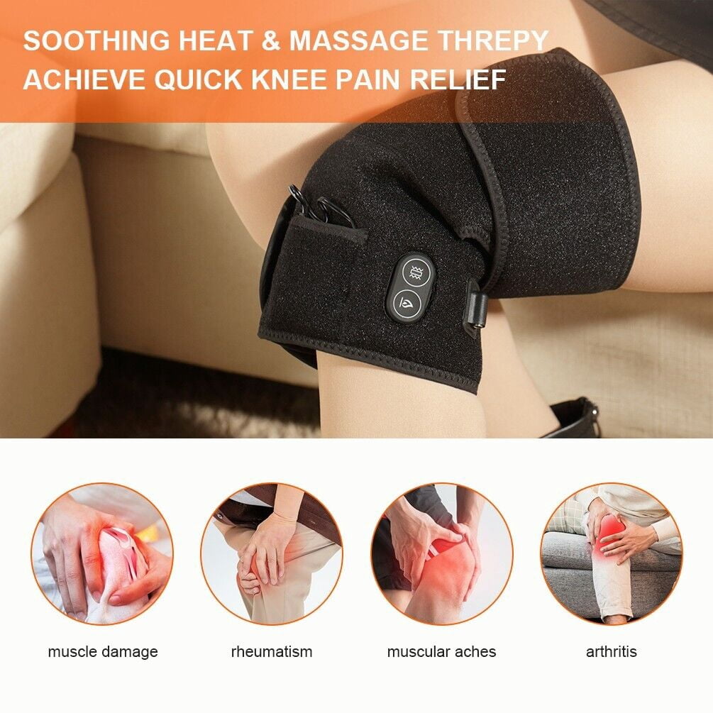 Savior Heat 2PCS Heated Knee Brace for Pain Relief Wireless Electric Heating Knee Massage Pad with Adjustable Temp