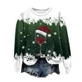 thumbnail image 4 of larppty Crewneck Sweatshirts Ugly Christmas Sweater for Women Funny Long Sleeve Xmas Wine Glass Pullover Shirts (Dark Green, XL）, 4 of 9