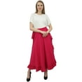 thumbnail image 3 of Phagun Women's Cotton Ruffled Self Belt Solid Magic Wrap Hippie Skirt-Pink, 3 of 6