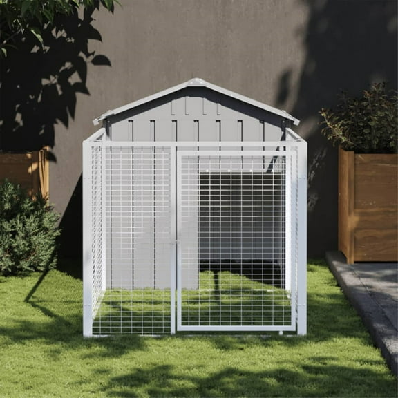 Casafoyer Dog House with Run Light Gray 46.1"x79.1"x48.4" Galvanized Steel