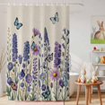 thumbnail image 6 of Shower Curtain Purple Lavender Butterfly Shower Curtains for Bathroom Decor, Waterproof Polyester Shower Curtain Set with Hooks, Extra Long 72" x 78" Watercolor Floral Linen Texture, 6 of 9