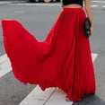 thumbnail image 2 of Sngxgn Women's Elastic Waist Party Pleated Midi Skirt(Red,XL), 2 of 4