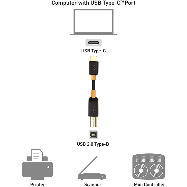 USB B to USB C 3 FT, USB C Printer Cable, Nylon USB B to C