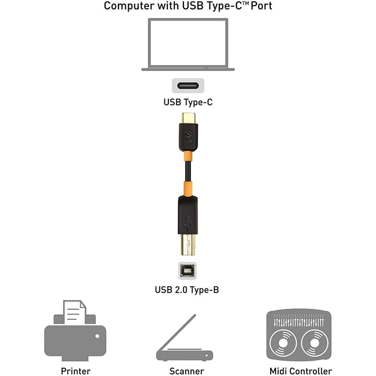 Cable Matters USB C Printer Cable (USB C to USB B Cable, USB-C to Printer Cable) in Black 6.6 Feet