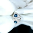thumbnail image 6 of Rosec Jewels London Blue Topaz Engagement Ring with Double Halo - Cushion Cut Ring - AAA Quality Certified - With Jewelry Box, 925 Sterling Silver, US 4.00, 6 of 8