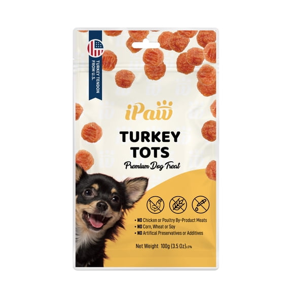 Turkey Tots Dog Treats for Puppy Training, All Natural Human Grade Dog Treat, US Sourced Raw Material