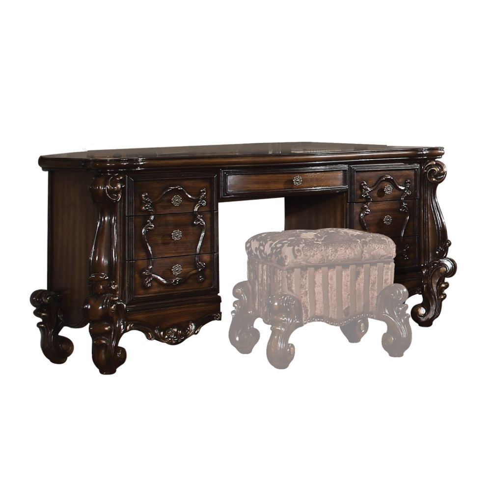 ACME Versailles 7-Drawer Wooden Vanity Desk in Cherry Oak