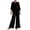 Black-sweatpants for women, variant on 2 Piece Cotton Linen Sets for Women 3/4 Sleeve Button Down Shirts with Wide Leg Pants Casual Set Outfits