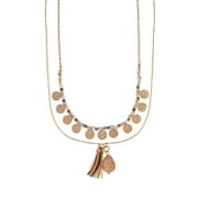 The Pioneer Woman Hammered Metal with Multi Colored Beads Multi Layer Necklace