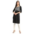 thumbnail image 3 of Black Essential Round Neck Kurta-Large, 3 of 6