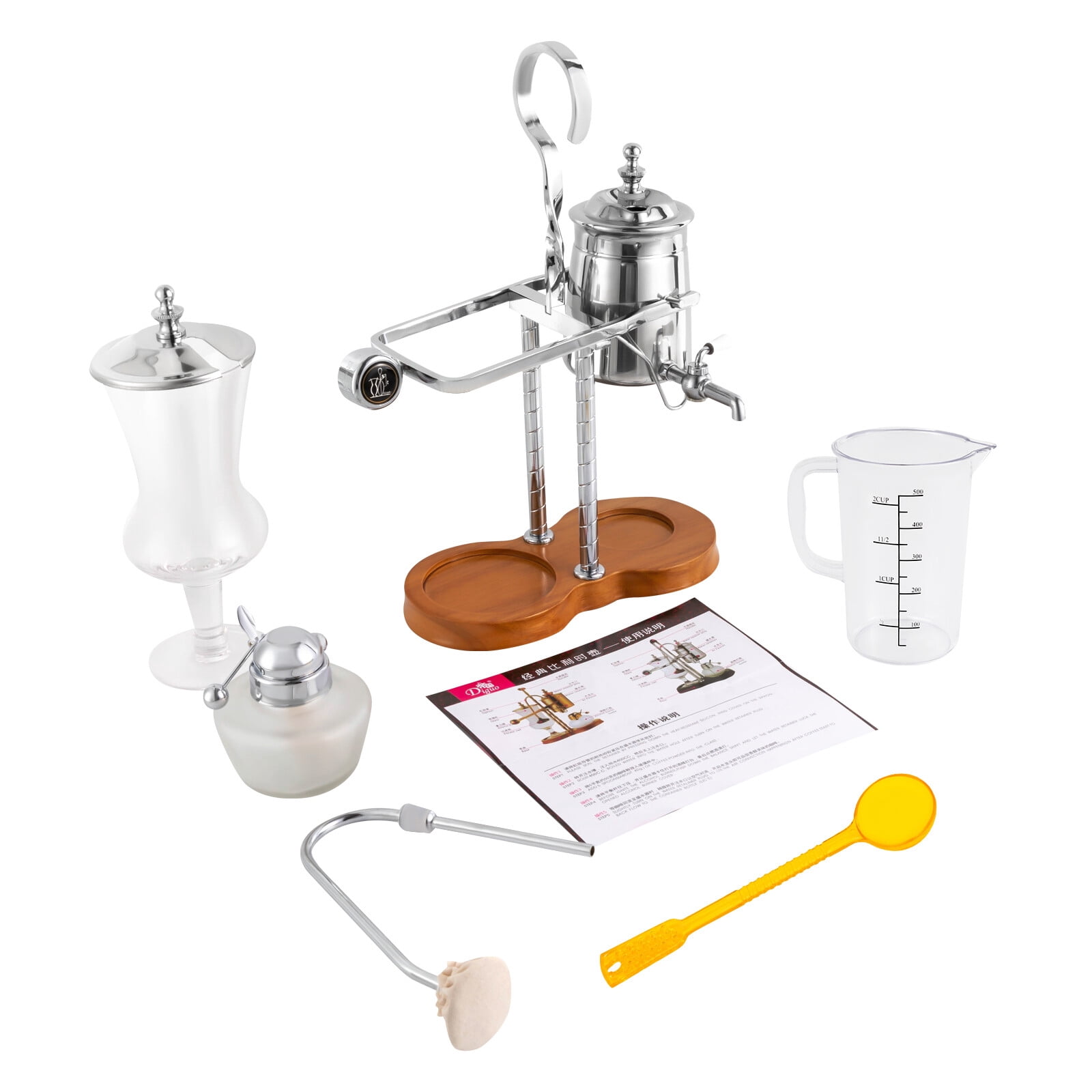 Miumaeov Luxury Vintage Siphon Coffee Maker Belgian Belgium Royal Syphon Coffee Pot Silver