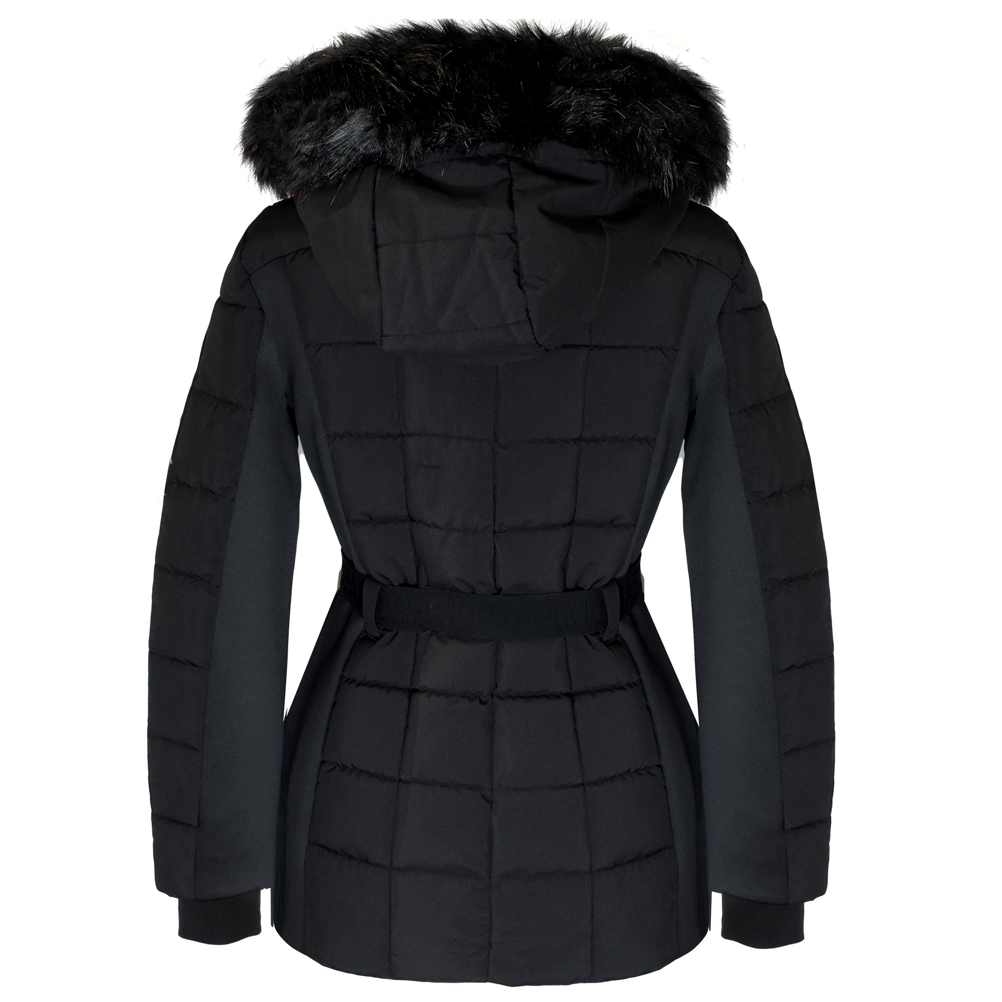 Women's Black Scuba Stretch Belted Active Coat, L - image 2