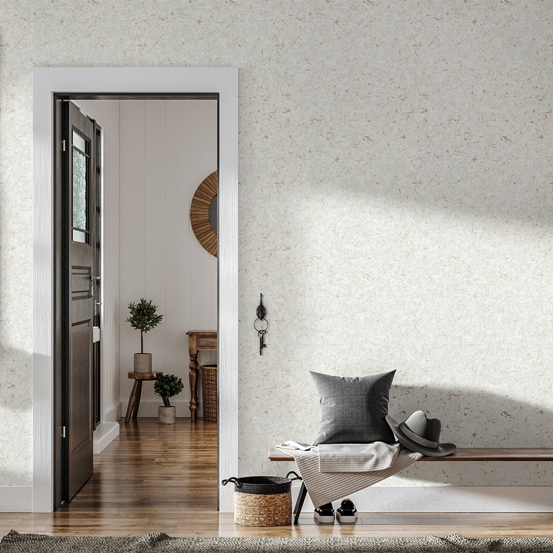 Tempaper Faux Cork White & Metallic Gold Peel and Stick Wallpaper, 20.5" x 16.5'