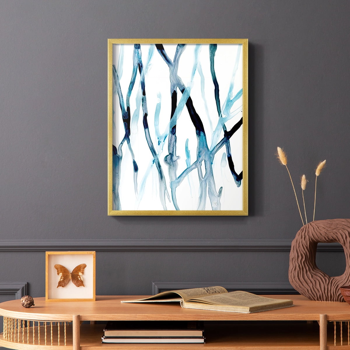Runnel II Framed Print in Gold Solid Wood Framed Print No Nail Hanging