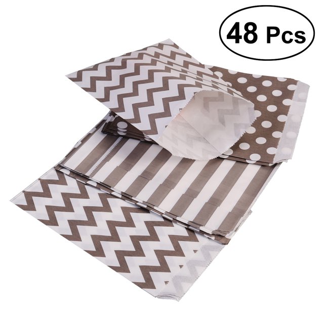 48pcs Striped Polka Dot Chevron Wedding Candy Bar Bags Party Gift Bags Paper Bag