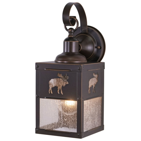 Outdoor Wall Lantern Bronze Rustic Moose Tree Light Bronze Finish Clear Glass