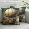 thumbnail image 3 of Shangniulu Vintage Steampunk Airship Decorative Throw Pillow Cover Square Cushion Cases Printed Pillowcase for Couch Sofa Living Room, 3 of 5