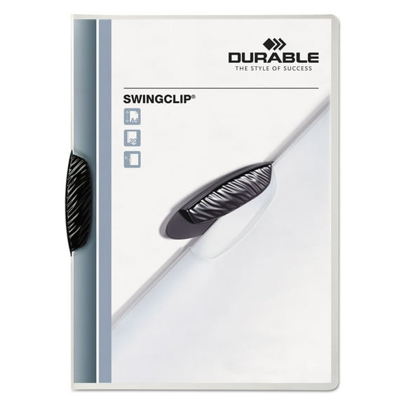 Durable Swingclip Polypropylene Report Cover, Letter Size, Clear/Black Clip, 25/Box