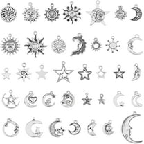Sun Moon Star Charms Tibetan Style Moon Charms Alloy Sun Charms Silver Star Charms Mixed Styles Pendants Celestial Charms for Jewelry Making Necklace Bracelet Earring DIY Craft DIY