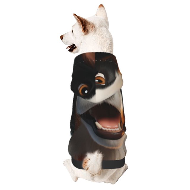 Fotbe Playful Smile Cute Dog Sudadera con Estampado para Perros Pequeños – Suéter con Capucha para Mascotas, Tela Suave de Forro Polar con Bolsillo-Small