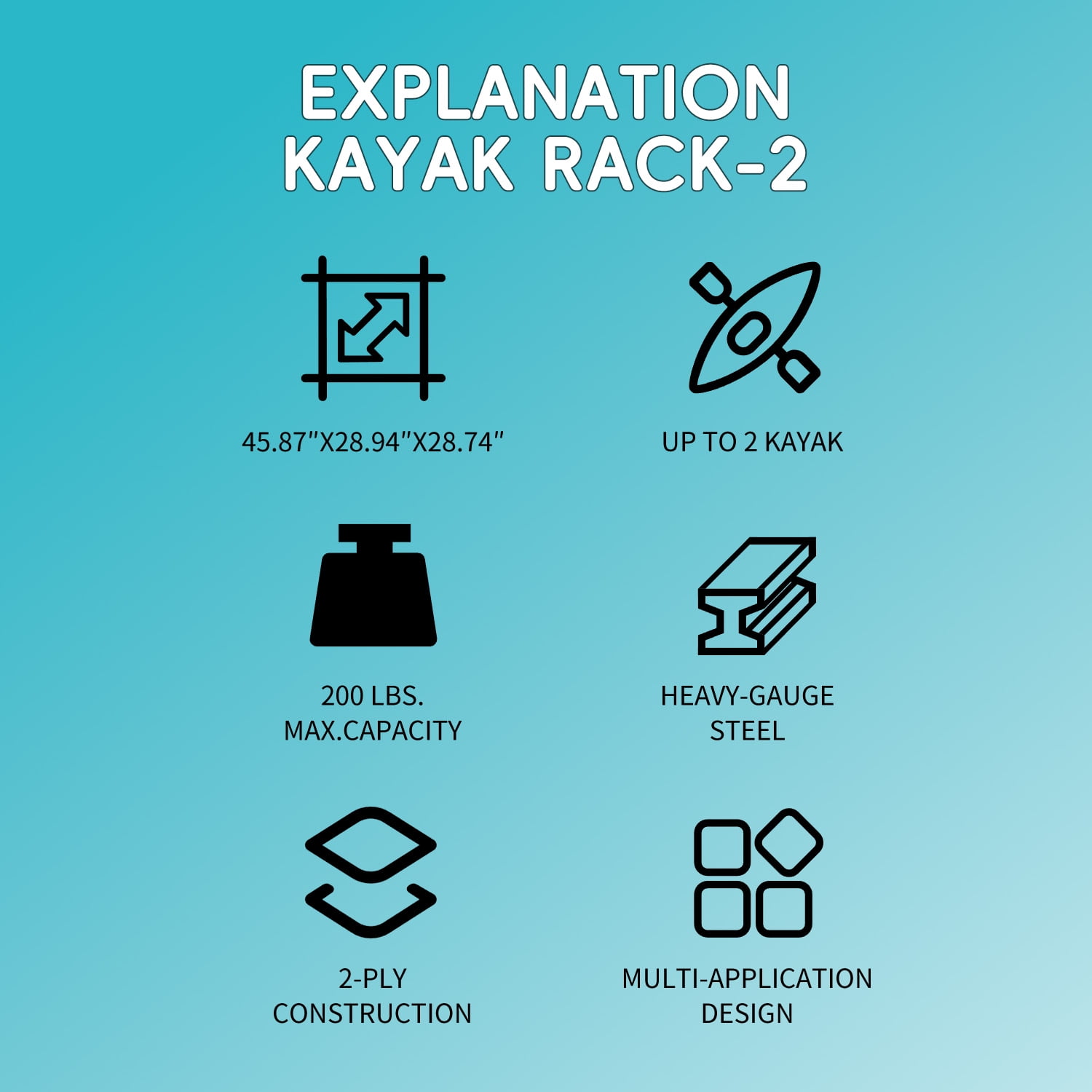 IKIMI Adjustable Kayak Storage Rack with Sturdy Steel Frame, Space-Saving Design for Kayaks, Canoes, Paddleboards