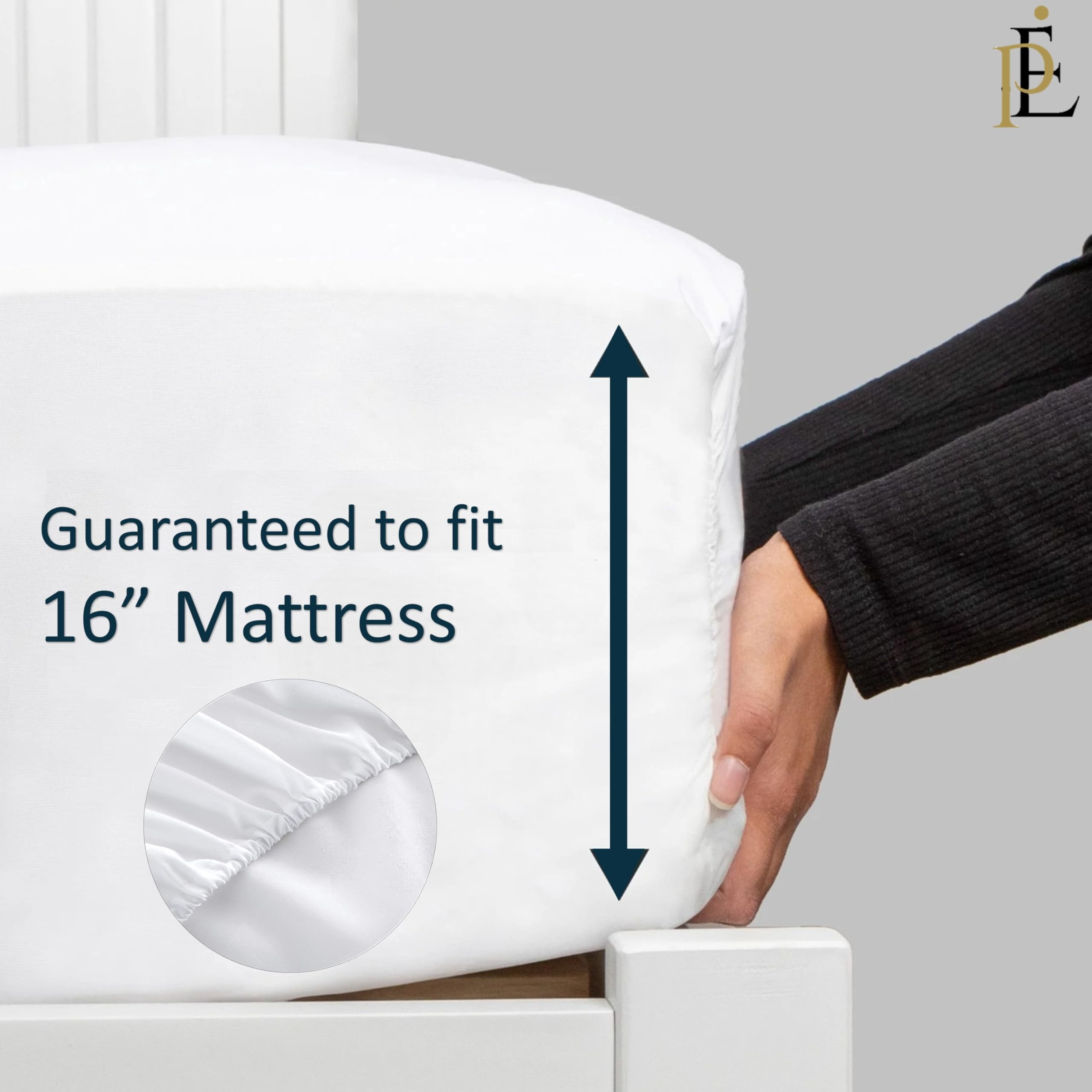 100% Viscose from Bamboo King Size Botton Fitted Sheets Only (1-Piece) 1000 Thread Count - Cooling Silky Soft - 16" Deep Pocket - White
