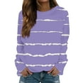thumbnail image 2 of IMENGL Casual striped pullover top, Purple L, Size M-2XL, 2 of 5